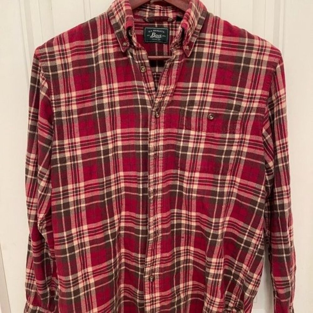 Vintage G.H. Bass & Co. Mens Red Plaid Flannel‎ Shirt